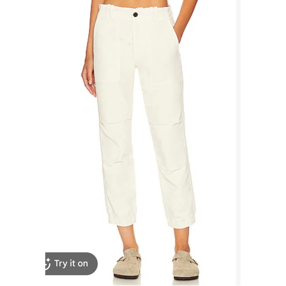 Citizens of Humanity Corduroy Cargo Jogger Pants Off White Utility Tapered Leg